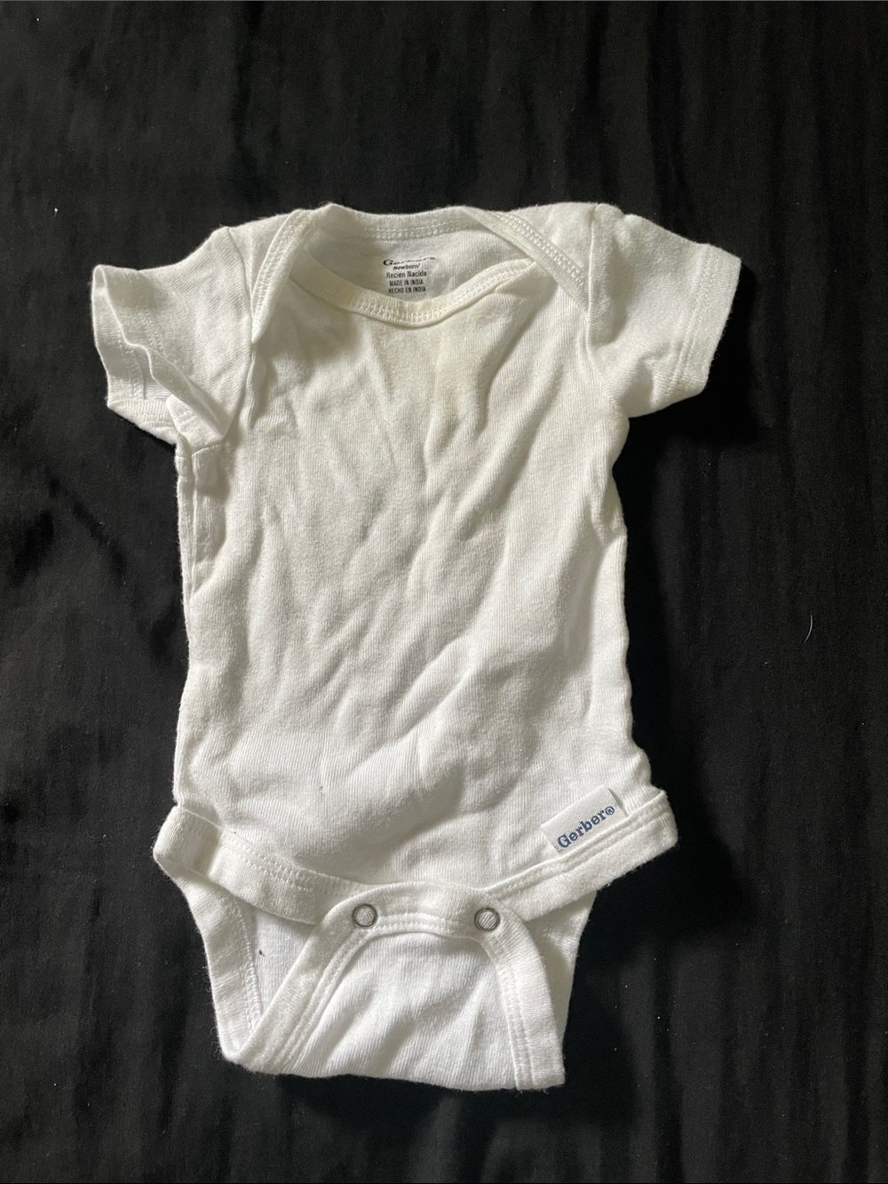 Gerber White Short-Sleeve Baby Bodysuit with Snap Closure